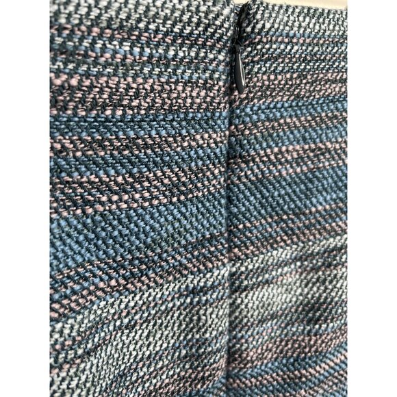 Loft Blue Gray Tweed Zip Mini Skirt Size 8 Workwear Classic - Picture 10 of 12